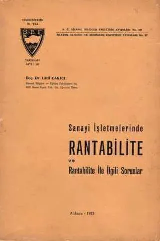 Sanayi İşletmelerinde Rantabilite ve Rantabilite İle İlgili Sorunlar