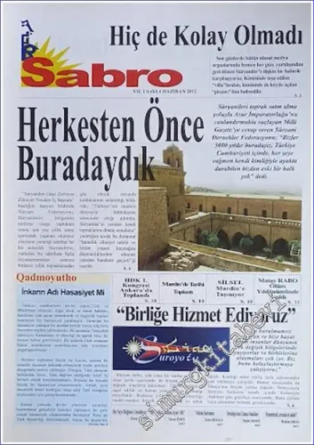 SÜRYANİ: Sabro ( Umut ) - Aylık Bağımsız Siyasi Gazete - Sayı: 4    Yıl: 1  Haziran 2012