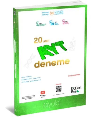 ÜçDörtBeş Yayınları AYT Biyoloji 20 Deneme