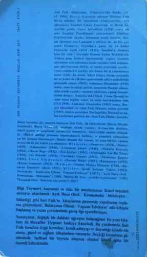 Açık Hava Oteli - Konuşmalar - Mektuplar Sait Faik Abasıyanık Bilgi Ya