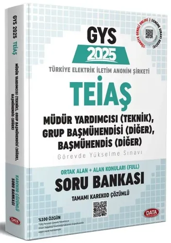 Data Yayınları 2025 TEİAŞ Genel Müdürlüğü GYS Müdür Yardımcısı (Teknik), Grup Başmühendisi (Diğer), Başmühendis (Diğer) Soru Bankası - Karekod Çözümlü