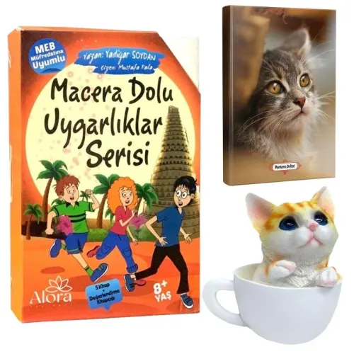 Macera Dolu Uygarlıklar 5 Kitap - Mini Kedi Planlama Defteri ve Fincan
