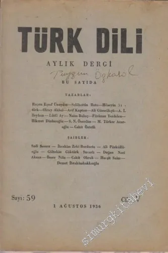 Türk Dili Aylık Dergi - Sayı: 59  V    Ağustos
