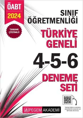 Pegem Yayınları 2024 ÖABT Sınıf Öğretmenliği Türkiye Geneli 3 Deneme (4-5-6)