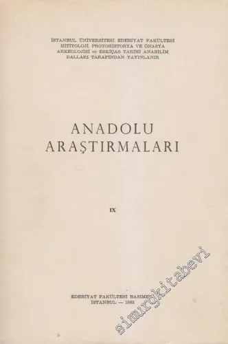 Anadolu Araştırmaları - Sayı: 9       1983