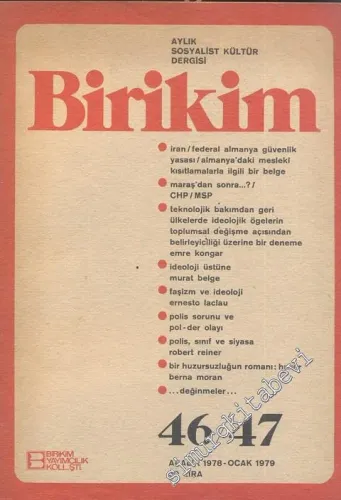 Birikim Aylık Sosyalist Kültür Dergisi - Sayı: 46 - 47, Aralık 1978 - Ocak 1979