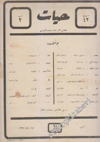 OSMANLICA: Hayat: Haftalık İlim, Felsefe ve Sanat Mecmuası -   Cilt: 2     15 Eylül 1927