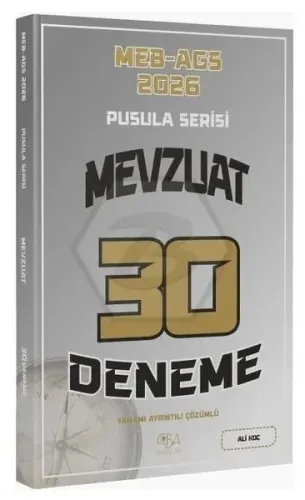 CBA Yayınları 2026 MEB-AGS Mevzuat 30 Deneme Çözümlü Pusula Serisi