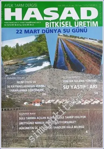 Hasad Aylık Tarım Dergisi - Dosya: 22 Mart Dünya Su Günü - Sayı: 239  Yıl: 20    Nisan