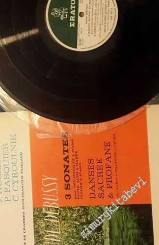 33 LP PLAK VINYL: Claude Debussy - L. Laskine, J.-P. Rampal, P. Tortelier, J. Hubeau, P. Pasquier, C. Cyroulnik, Orchestre de Chambre Jean-François Paillard: 3 Sonates / Danses Sacrée & Profane -
