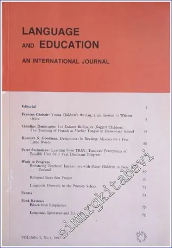 Language And Education: An International Journal - Sayı: 1  Volume: 1     1987