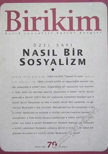 Birikim Aylık Sosyalist Kültür Dergisi - Nasıl Bir Sosyalizm Özel Sayısı - Sayı: 79, Kasım 1995