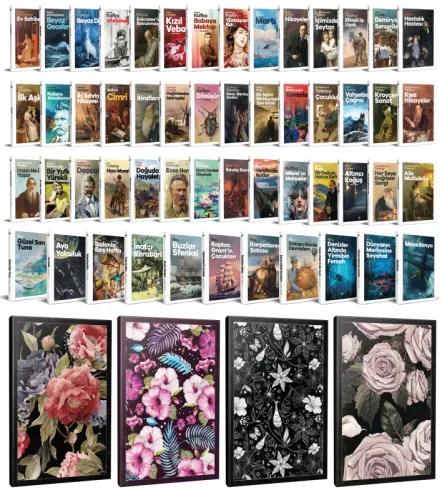63 Dünya Klasiği ve Çiçekli Çizgili Defter Seti -1 - Halkkitabevi