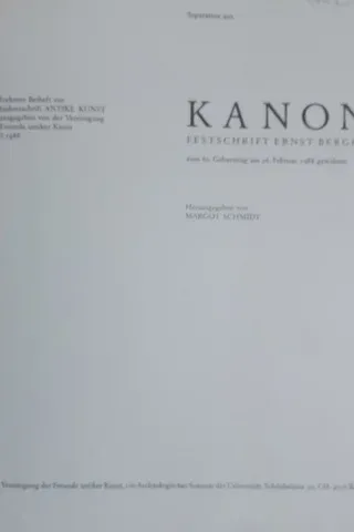 KANON FESTSCHRIFT ERNST BERGER