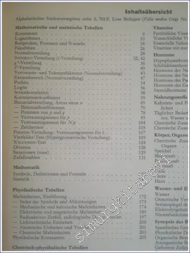 Documenta Geigy : Wissenschaftliche Tabellen - 1960