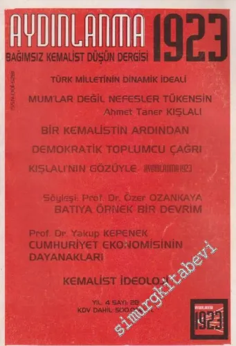 Aydınlanma 1923 Bağımsız Kemalist Düşün Dergisi - Sayı: 28    Yıl: 4  Eylül - Ekim 1999