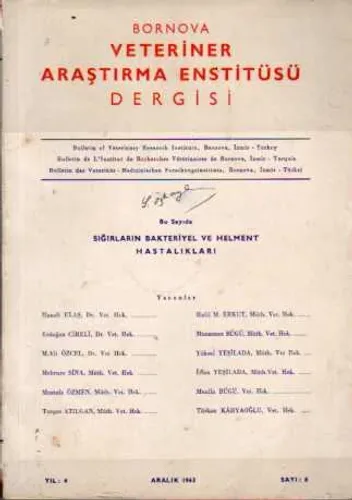 Veteriner Araştırma Enstitüsü Dergisi 1963 / 8