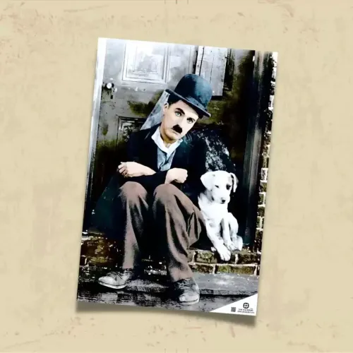 POSTER 0143 - CHARLİI CHAPLİN VE KÖPEK, RENKLİ FOTOĞRAF - KUŞE KAĞIT (33X48)