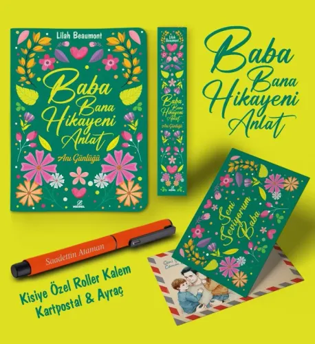 Kişiye Özel Baba Bana Hikayeni Anlat Ayraç Kartpostal Kalem - Turuncu