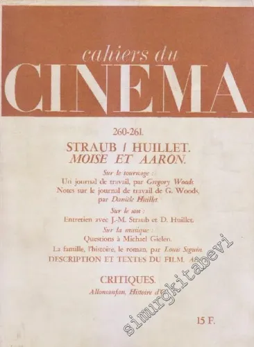 Cahiers Du Cinema - Sayı: 260 - 261      Octobre - Novembre 1975