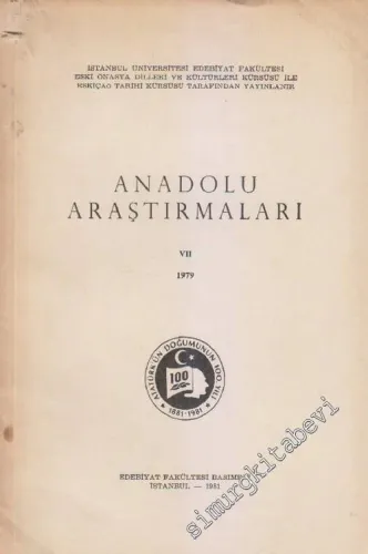 Anadolu Araştırmaları - Sayı: 7, 1979       1979