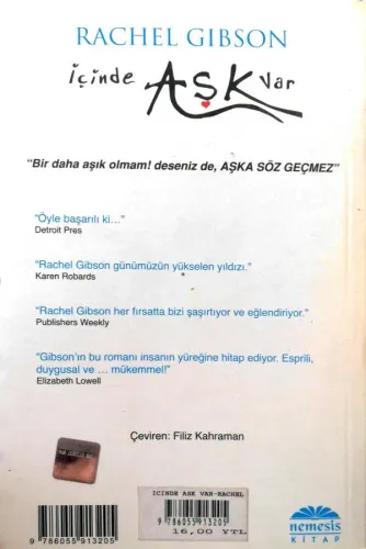 İçinde Aşk Var Rachel Gibson Nemesis Kitap