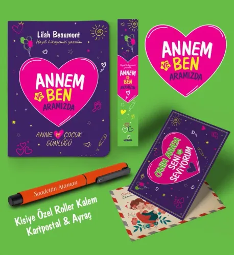 Annem ve Ben Aramızda Ayraç Kartpostal Kişiye Özel Kalem - Turuncu - H