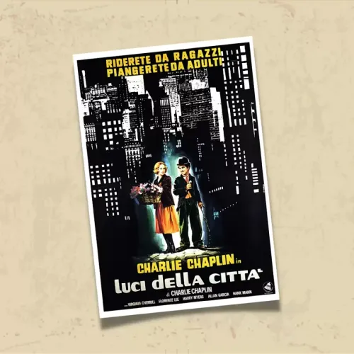 POSTER 0206 - CHARLIE CHAPLIN - CITY LIGHTS -  İTALYANCA FİLM AFİŞİ - KUŞE KAĞIT (33X48)