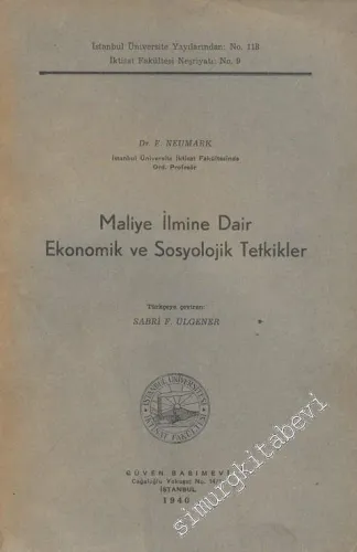 Maliye İlmine Dair Ekonomik ve Sosyolojik Tetkikler -