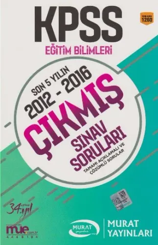 Murat KPSS Eğitim Bilimleri Son 5 Yılın Çıkmış Sınav Soruları 1260