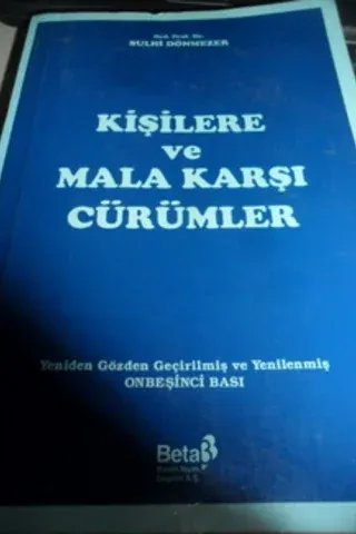 Kişilere ve Mala Karşı Cürümler