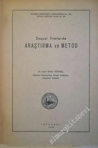 Sosyal İlimlerde Araştırma Ve Metod -        1969