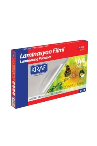KRAF A4 216X303 125 mic LAMİNASYON FİLMİ 100 lü