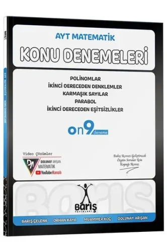 Barış Yayınları AYT Matematik Polinomlar İkinci Dereceden Denklemler - Eşitsizlikler Karmaşık Sayılar Parabol Konu Denemeleri