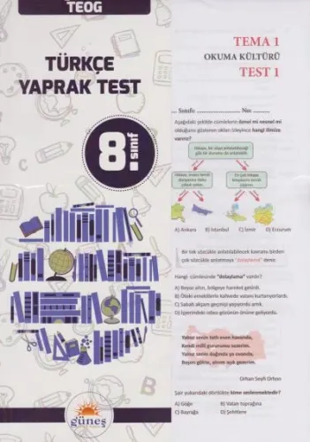 Güneş 8. Sınıf Türkçe Yaprak Test Güneş Yayın Dağıtım Komisyon Güneş 8. Sınıf Türkçe Yaprak Test Güneş Yayın Dağıtım Komisyon