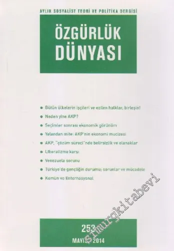 Özgürlük Dünyası Aylık Sosyalist Teori ve Politika Dergisi - Sayı: 253      Mayıs