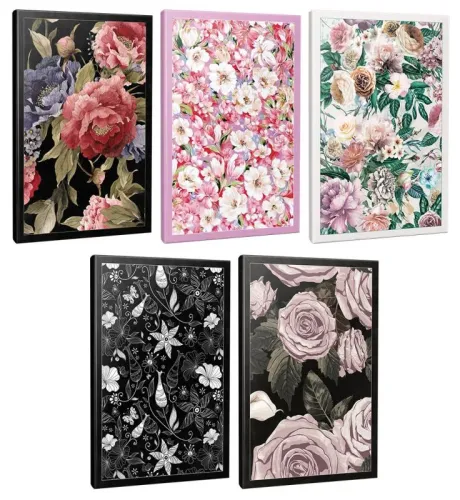 5'li Çizgili Okul Defteri Seti -Retro-Pembe Hayaller-Nostalji-Kelebeğin Dünyası-Kara Gül