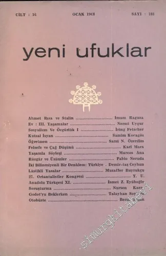 Yeni Ufuklar Aylık Sanat Fikir Dergisi - Sayı: 188, Ocak 1968