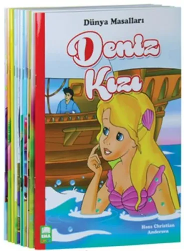 Dünya Masalları Seti 1 ve 2 Sınıflar İçin Eğik el Yazılı (10 Kitap Takım - Büyük Boy)
