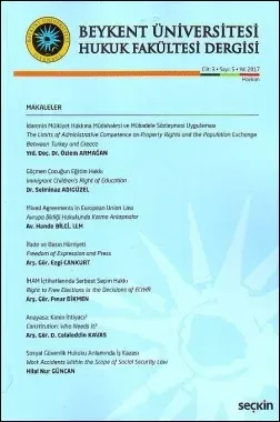 Beykent Üniversitesi Hukuk Fakültesi Dergisi Cilt:3 - Sayı:5 - Haziran 2017