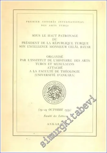 Premier congrès international des arts Turcs 19-24 Octobre 1959 Ankara -        1959