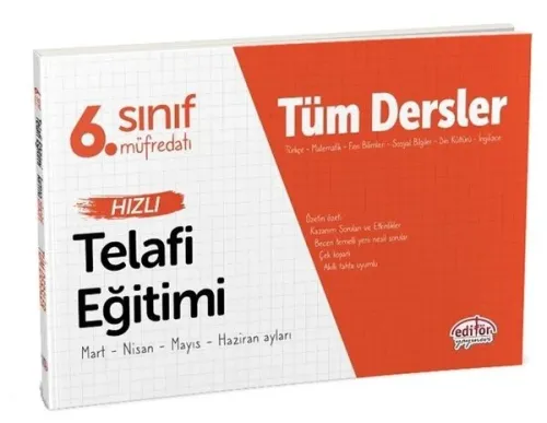 Editör Yayınları 6. Sınıf Tüm Dersler Hızlı Telafi Eğitimi Editör