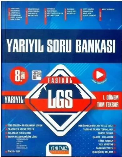 Yeni Tarz Yayınları 8. Sınıf LGS 1. Dönem Yarıyıl Soru Bankası