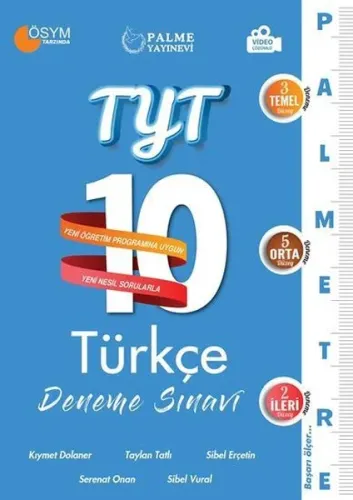 Palme Yayınları TYT Türkçe Palmetre Serisi 10 Deneme Video Çözümlü
