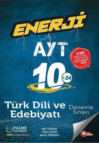 2023 YKS AYT Türk Dili ve Edebiyatı Enerji 10x24 Deneme Sınavı Video Çözümlü Palme Yayınları 9786052829912