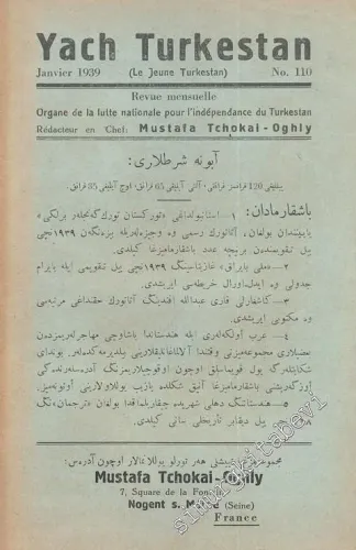 Yach Turkestan - Organe de défense nationale du Turkestan - No:110, Janvier 1939