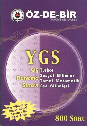 Özdebir YGS 5 Deneme Sınavı 1.Set - 825 Soru