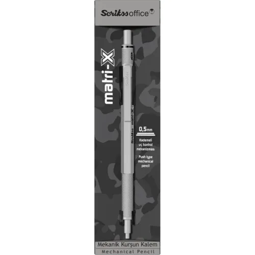 SCRIKSS OFFICE VERSATİL KALEM MATRI-X 0.5 ŞEFFAF AMBALAJ AÇIK GRİ