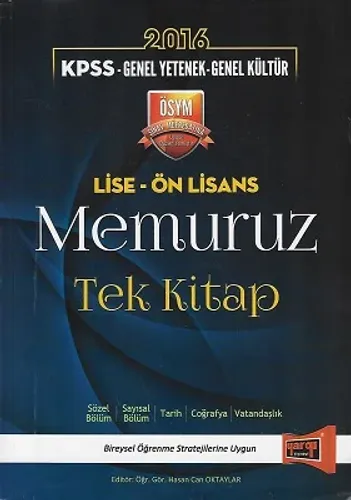 KPSS Lise Önlisans Genel Yetenek Genel Kültür Memuruz Konu Anlatımlı Tek Kitap Yargı Yayınları