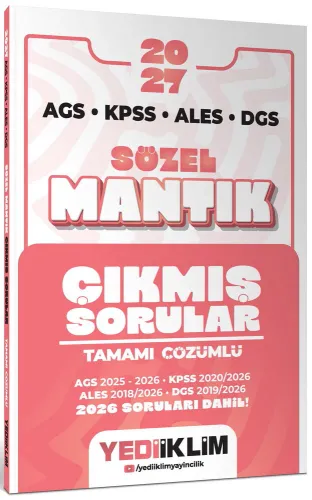 Yediiklim Yayınları 2027 AGS KPSS ALES DGS Sözel Mantık Tamamı Çözümlü